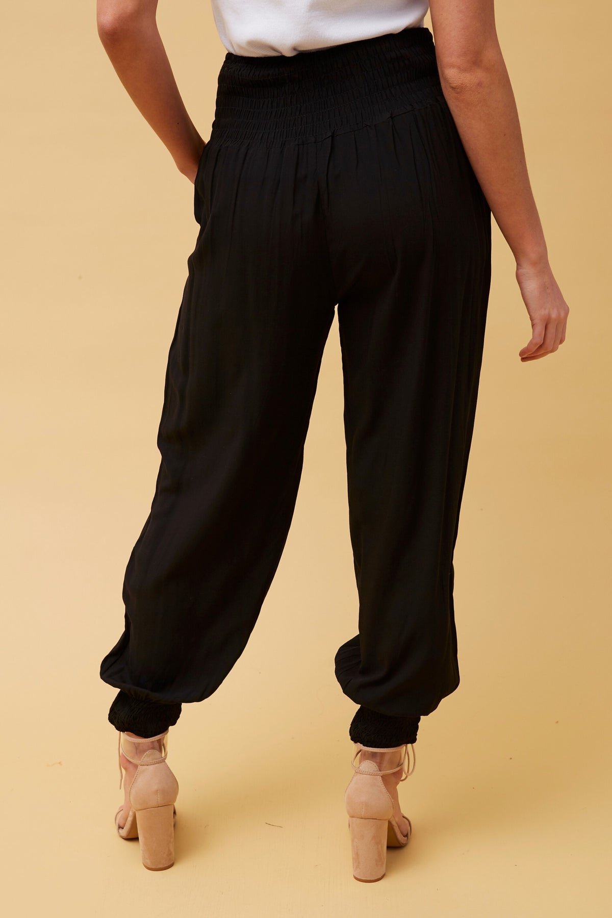 HAREM PANT VISCOSE FLAT POCKET BLACK