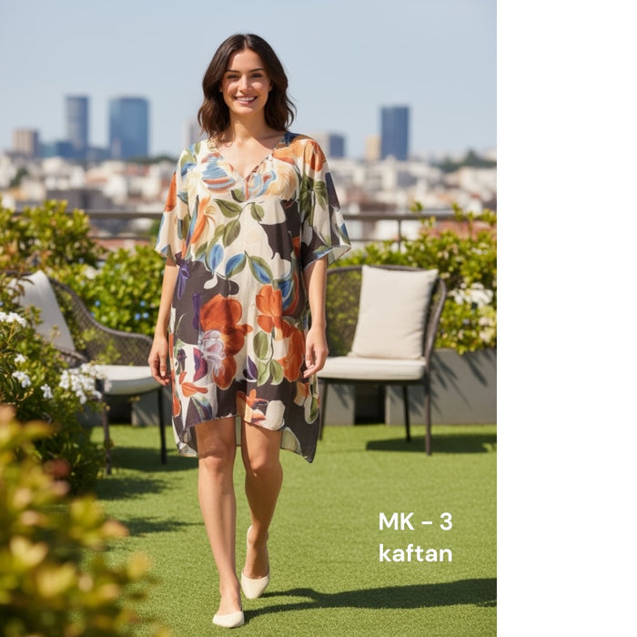 COTTON KAFTAN GRAND FLORAL MULTI
