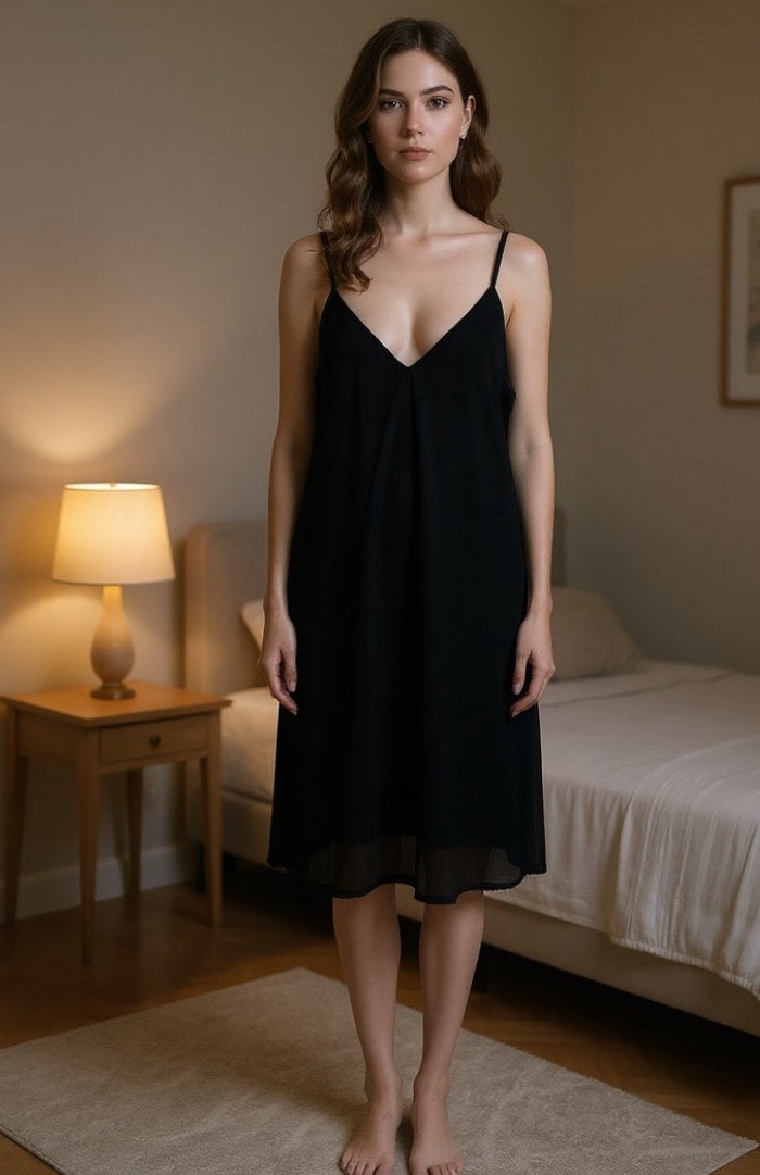 PLAIN COTTON SLIP BLACK