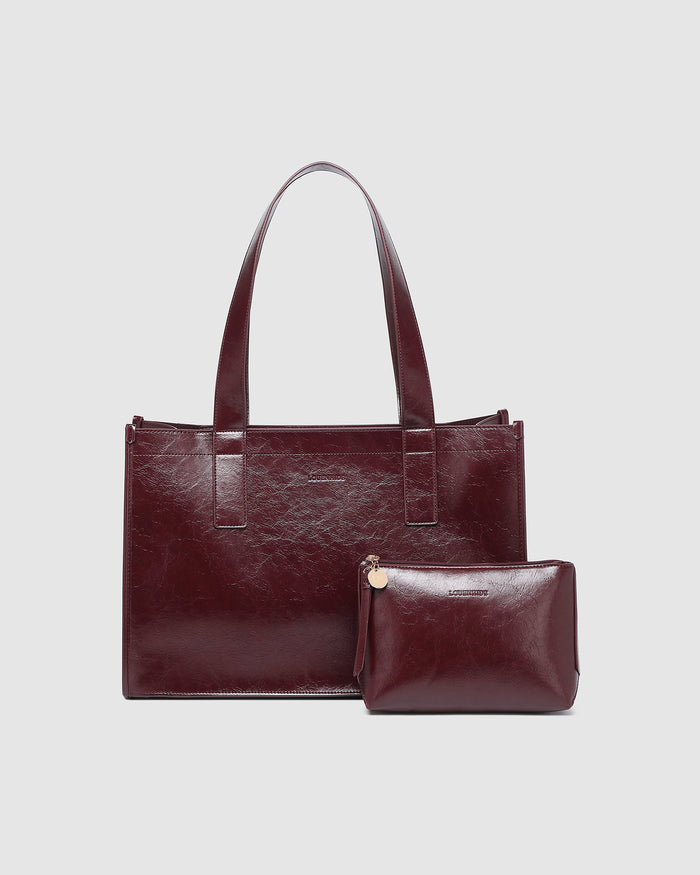 RILEY AND EVERYDAY POUCH SET BURGUNDY PATENT