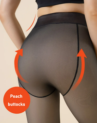 FLEX FIT FLEECE LINED TIGHTS PLUS SIZE DOUBLE SEAM NUDE/BLACK