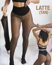 SCULPT FIT FLEECE LINED THERMAL TIGHTS SINGLE SEAM LATTE/BLACK