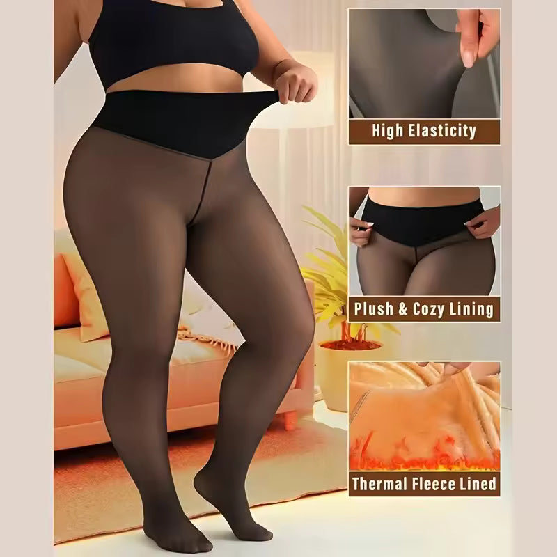 SCULPT FIT FLEECE LINED THERMAL TIGHTS SINGLE SEAM LATTE/BLACK