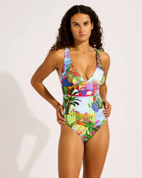 DEEP V NECK ONE PIECE LA BOCA SAPPHIRE