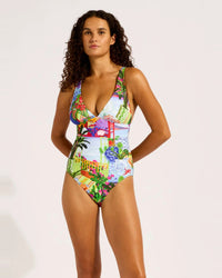 DEEP V NECK ONE PIECE LA BOCA SAPPHIRE