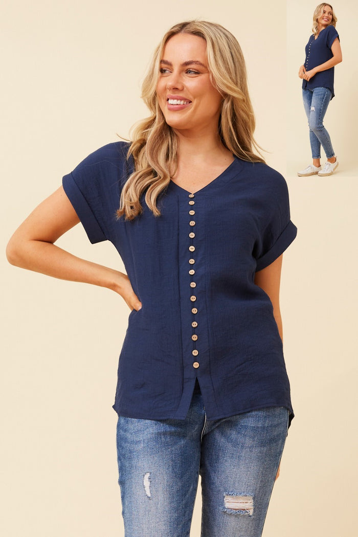 BUTTON THROUGH TOP NAVY