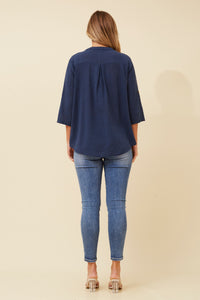 TOP WITH SEQUIN POCKET NAVY