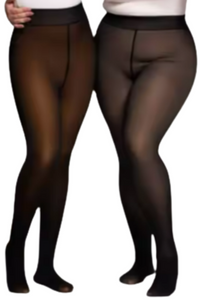 GLOW FIT FLEECE LINED THERMAL TIGHTS PLUS SIZE SINGLE SEAM HONEY/BLACK