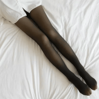 ACCESSORIES_FLEECE LINED LEGGING TIGHTS LIGHT PEACH / BLACK _ FLEECE LINED LEGGING TIGHTS LIGHT PEACH / BLACK _ Ebony Boutique NZ