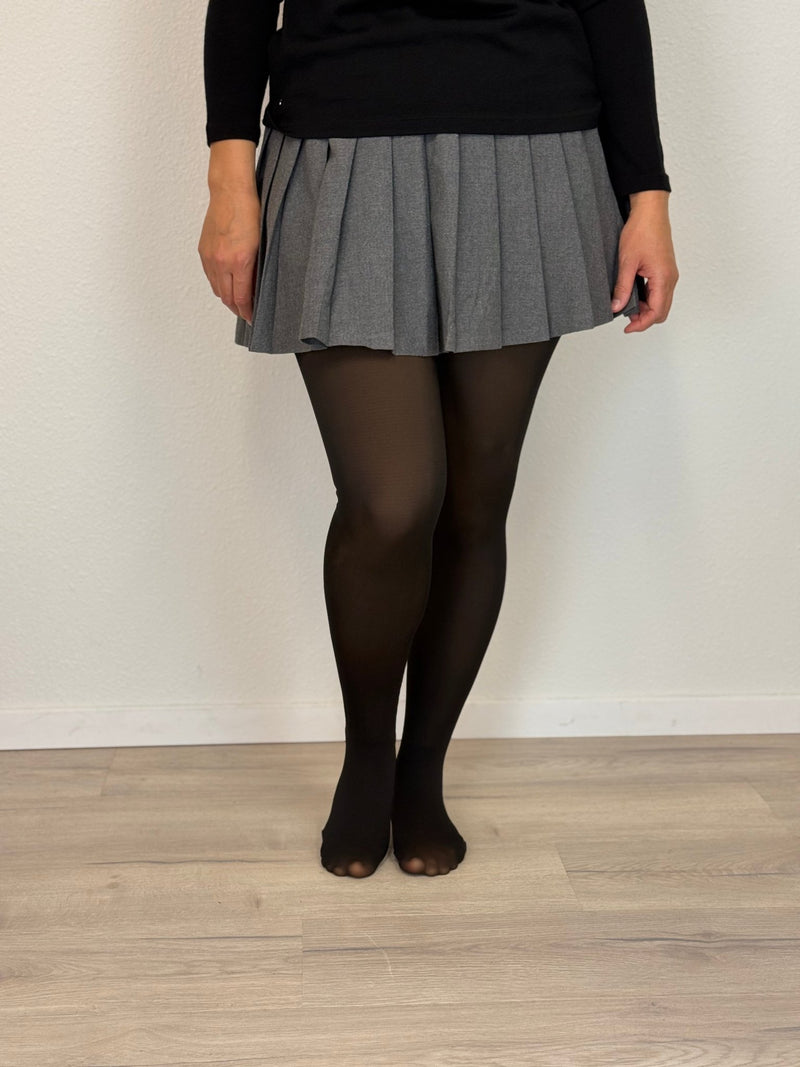 Fleece Lined Thermal Legging Tights Plus Size Nude/Black NZ