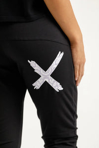 APARTMENT PANTS WINTER WEIGHT BLACK WITH LILAC DAMASK X