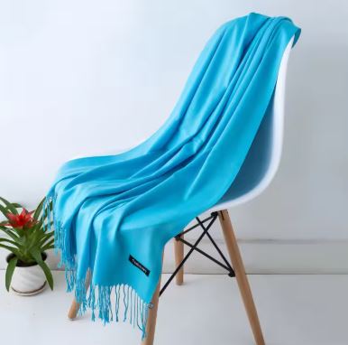 PASHMINA SCARF CASHMERE AQUA