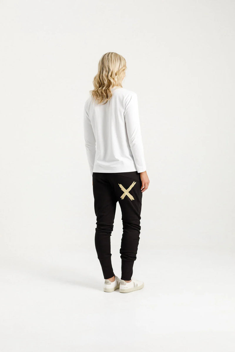ALPINE APARTMENT PANTS BLACK WITH GOLD X
