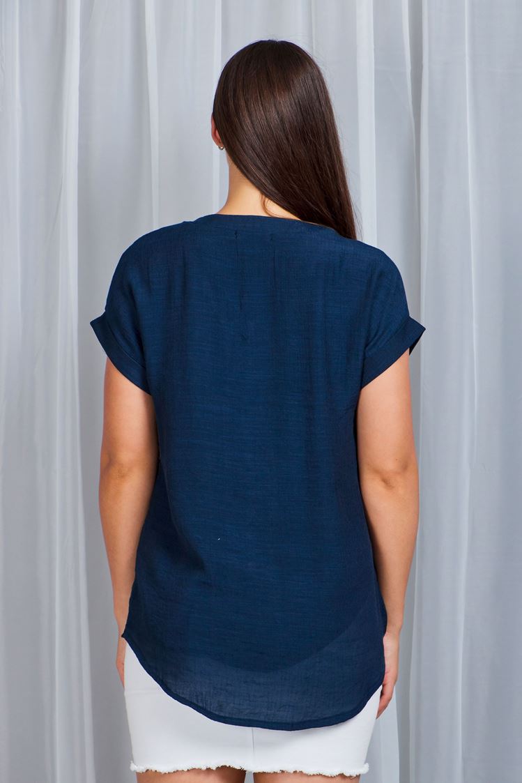 BOTTEGA MODA_BUTTON THROUGH TOP NAVY _ BUTTON THROUGH TOP NAVY _ Ebony Boutique NZ