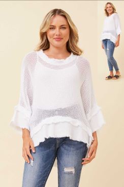 BOTTEGA MODA_CHEESECLOTH COTTON MESH TOP _ CHEESECLOTH COTTON MESH TOP _ Ebony Boutique NZ