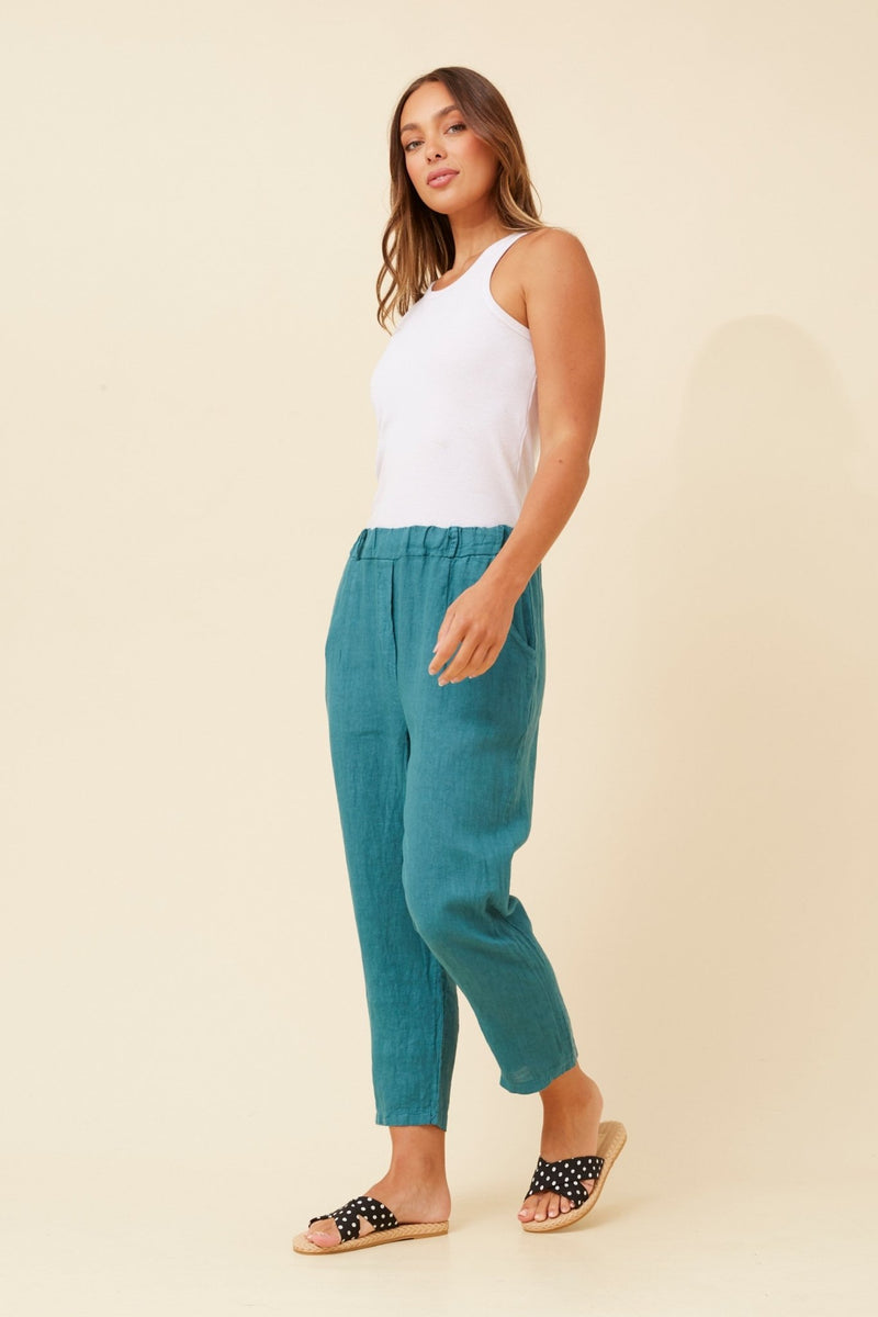 BOTTEGA MODA_CLASSIC ELASTIC WAIST LINEN PANT _ CLASSIC ELASTIC WAIST LINEN PANT _ Ebony Boutique NZ