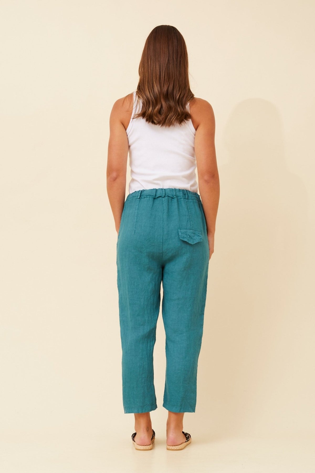 BOTTEGA MODA_CLASSIC ELASTIC WAIST LINEN PANT _ CLASSIC ELASTIC WAIST LINEN PANT _ Ebony Boutique NZ