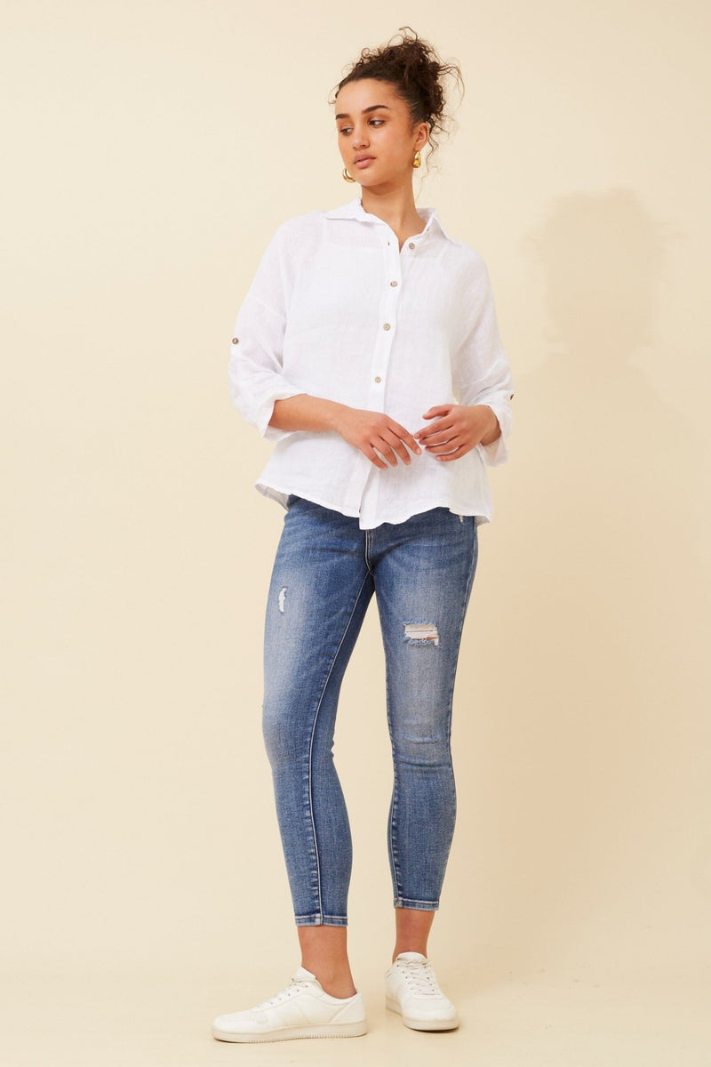 BOTTEGA MODA_CLASSIC LINEN SHIRT WHITE _ CLASSIC LINEN SHIRT WHITE _ Ebony Boutique NZ