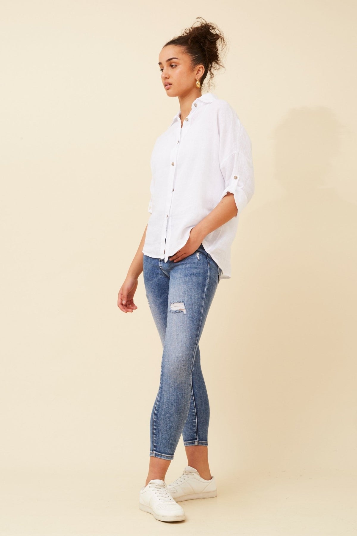 BOTTEGA MODA_CLASSIC LINEN SHIRT WHITE _ CLASSIC LINEN SHIRT WHITE _ Ebony Boutique NZ