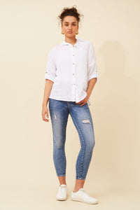 BOTTEGA MODA_CLASSIC LINEN SHIRT WHITE _ CLASSIC LINEN SHIRT WHITE _ Ebony Boutique NZ