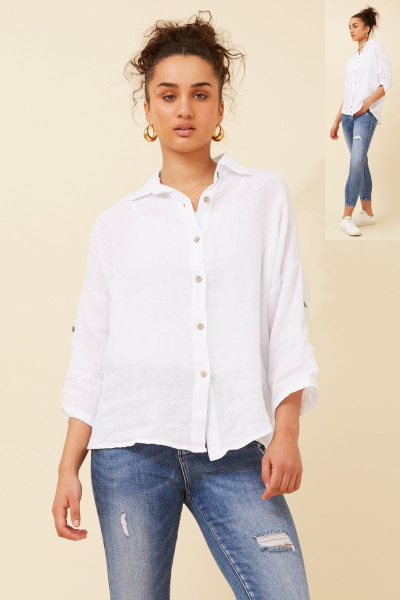 BOTTEGA MODA_CLASSIC LINEN SHIRT WHITE _ CLASSIC LINEN SHIRT WHITE _ Ebony Boutique NZ