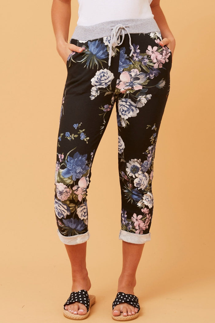 BOTTEGA MODA_COTTAGE GARDEN COTTON JOGGERS JERSEY WAIST _ COTTAGE GARDEN COTTON JOGGERS JERSEY WAIST _ Ebony Boutique NZ