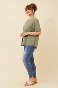 BOTTEGA MODA_COTTON SCOOP NECK TOP KHAKI _ COTTON SCOOP NECK TOP KHAKI _ Ebony Boutique NZ