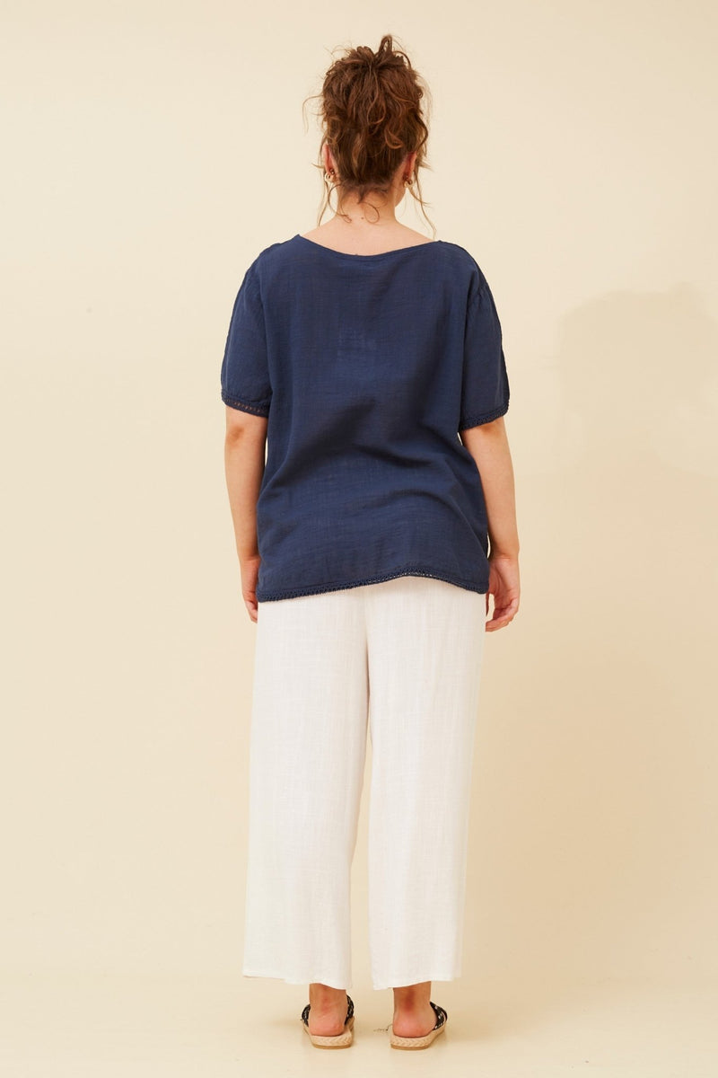 BOTTEGA MODA_COTTON SCOOP NECK TOP NAVY _ COTTON SCOOP NECK TOP NAVY _ Ebony Boutique NZ