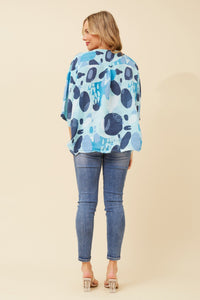 BOTTEGA MODA_DROP SLEEVE COTTON ABSTRACT SPOT TOP MARINE _ DROP SLEEVE COTTON ABSTRACT SPOT TOP MARINE _ Ebony Boutique NZ