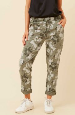 BOTTEGA MODA_FLORAL JOGGER KHAKI _ FLORAL JOGGER KHAKI _ Ebony Boutique NZ