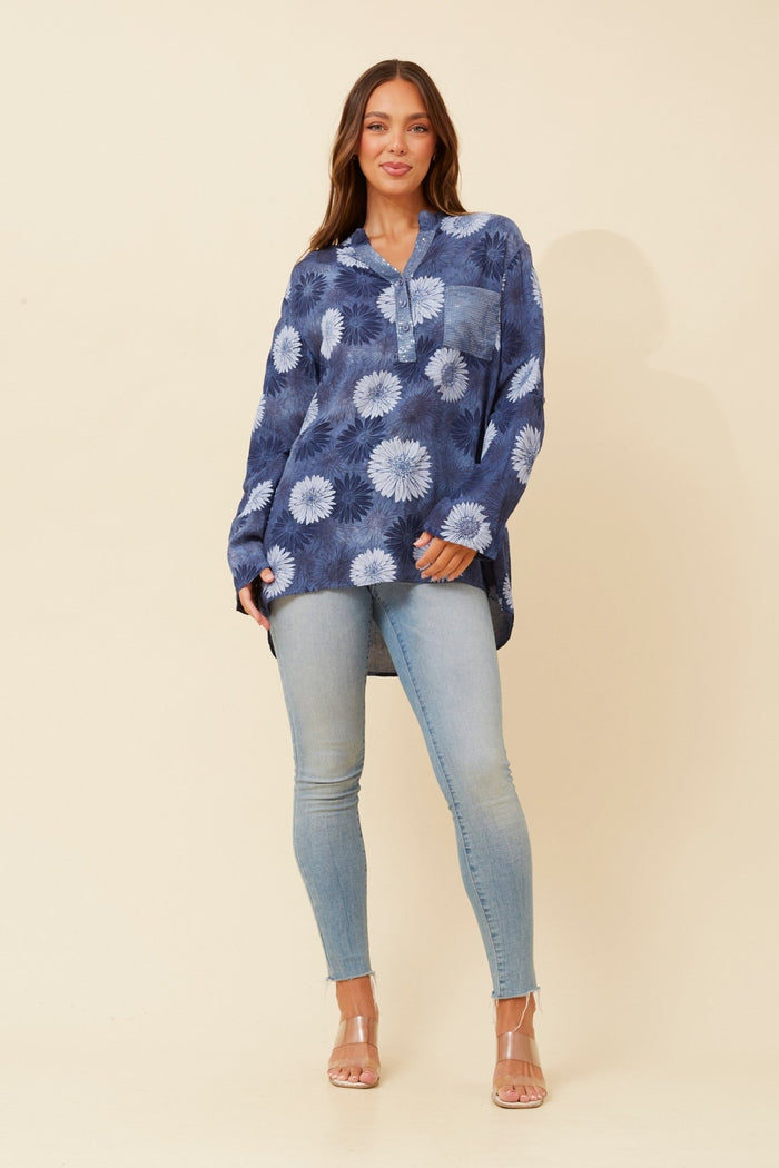 BOTTEGA MODA_FLORAL SEQUIN POCKET LONG SLEEVE SHIRT _ FLORAL SEQUIN POCKET LONG SLEEVE SHIRT _ Ebony Boutique NZ