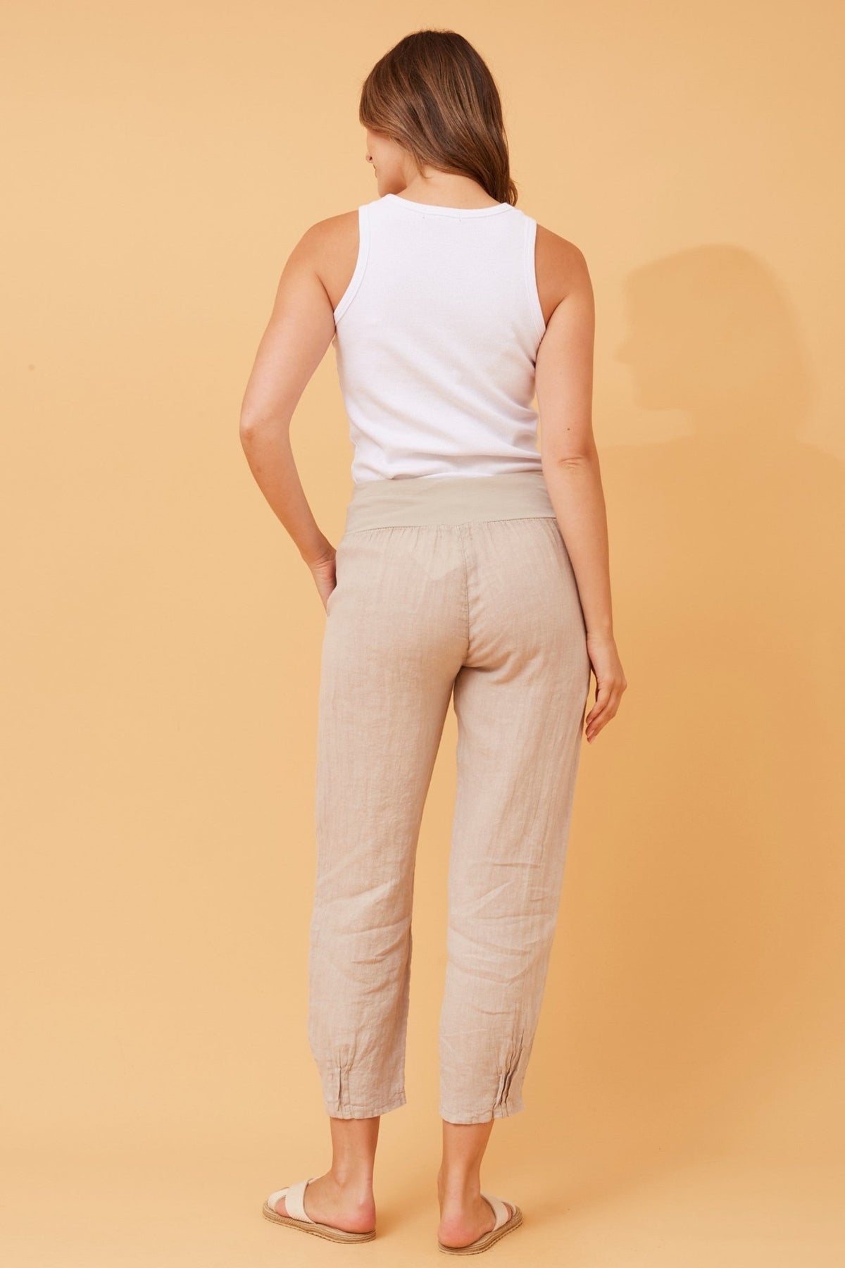 BOTTEGA MODA_JERSEY WAIST LINEN PANT _ JERSEY WAIST LINEN PANT _ Ebony Boutique NZ