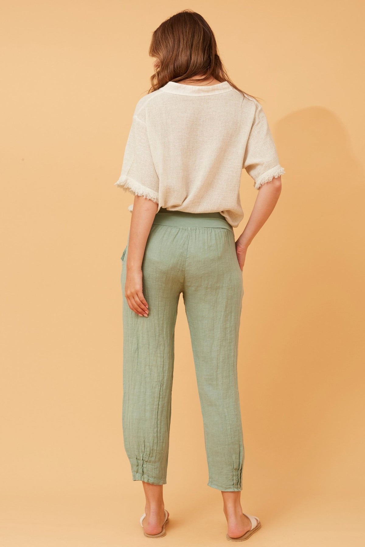 BOTTEGA MODA_JERSEY WAIST LINEN PANT _ JERSEY WAIST LINEN PANT _ Ebony Boutique NZ