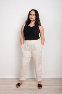 BOTTEGA MODA_JERSEY WAIST LINEN PANT _ JERSEY WAIST LINEN PANT _ Ebony Boutique NZ