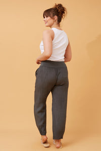 BOTTEGA MODA_JERSEY WAIST LINEN PANT _ JERSEY WAIST LINEN PANT _ Ebony Boutique NZ