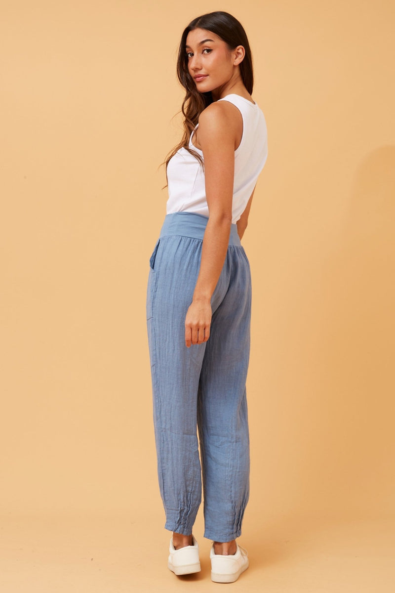 BOTTEGA MODA_JERSEY WAIST LINEN PANT _ JERSEY WAIST LINEN PANT _ Ebony Boutique NZ