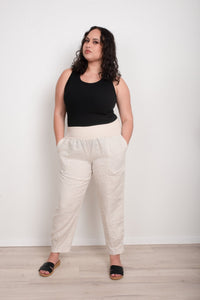 BOTTEGA MODA_JERSEY WAIST LINEN PANT _ JERSEY WAIST LINEN PANT _ Ebony Boutique NZ