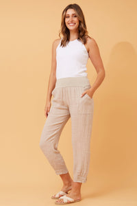 BOTTEGA MODA_JERSEY WAIST LINEN PANT _ JERSEY WAIST LINEN PANT _ Ebony Boutique NZ