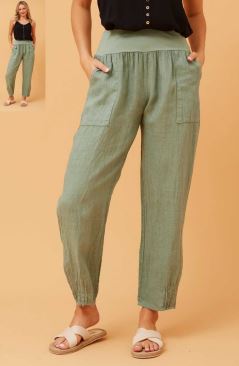 BOTTEGA MODA_JERSEY WAIST LINEN PANT _ JERSEY WAIST LINEN PANT _ Ebony Boutique NZ