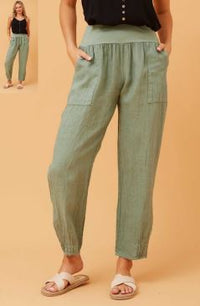 BOTTEGA MODA_JERSEY WAIST LINEN PANT _ JERSEY WAIST LINEN PANT _ Ebony Boutique NZ