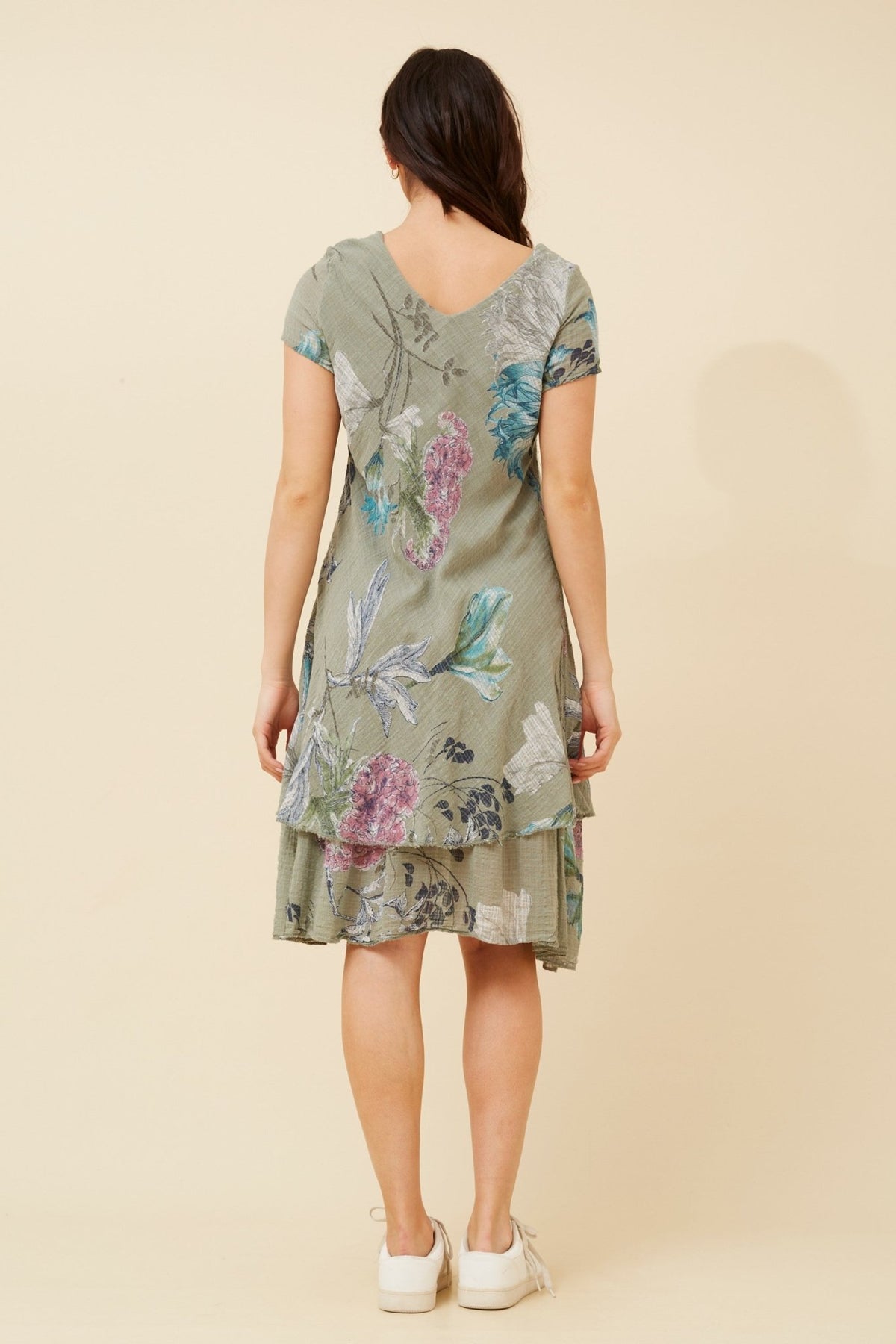 BOTTEGA MODA_LAYERED COTTON DRESS FLORAL _ LAYERED COTTON DRESS FLORAL _ Ebony Boutique NZ