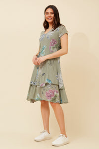 BOTTEGA MODA_LAYERED COTTON DRESS FLORAL _ LAYERED COTTON DRESS FLORAL _ Ebony Boutique NZ