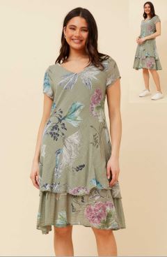 BOTTEGA MODA_LAYERED COTTON DRESS FLORAL _ LAYERED COTTON DRESS FLORAL _ Ebony Boutique NZ