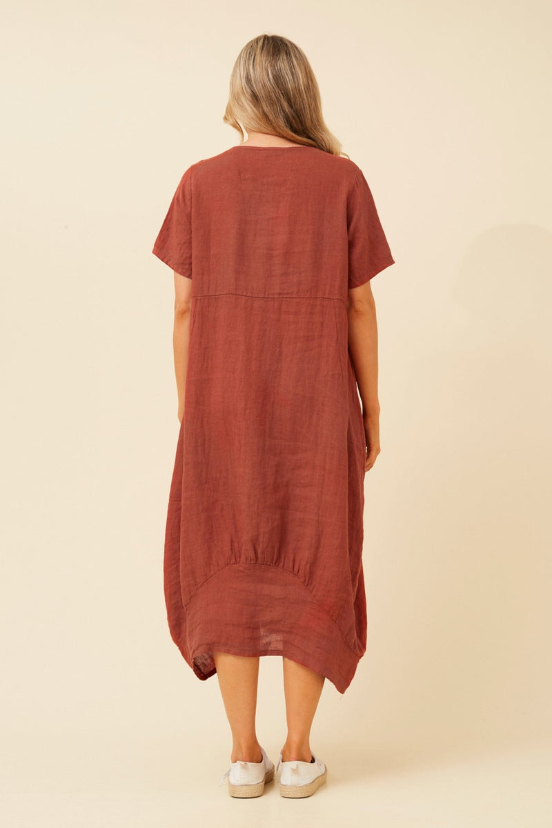 BOTTEGA MODA_LINEN MID SLEEVE MAXI DRESS COCCIO _ LINEN MID SLEEVE MAXI DRESS COCCIO _ Ebony Boutique NZ