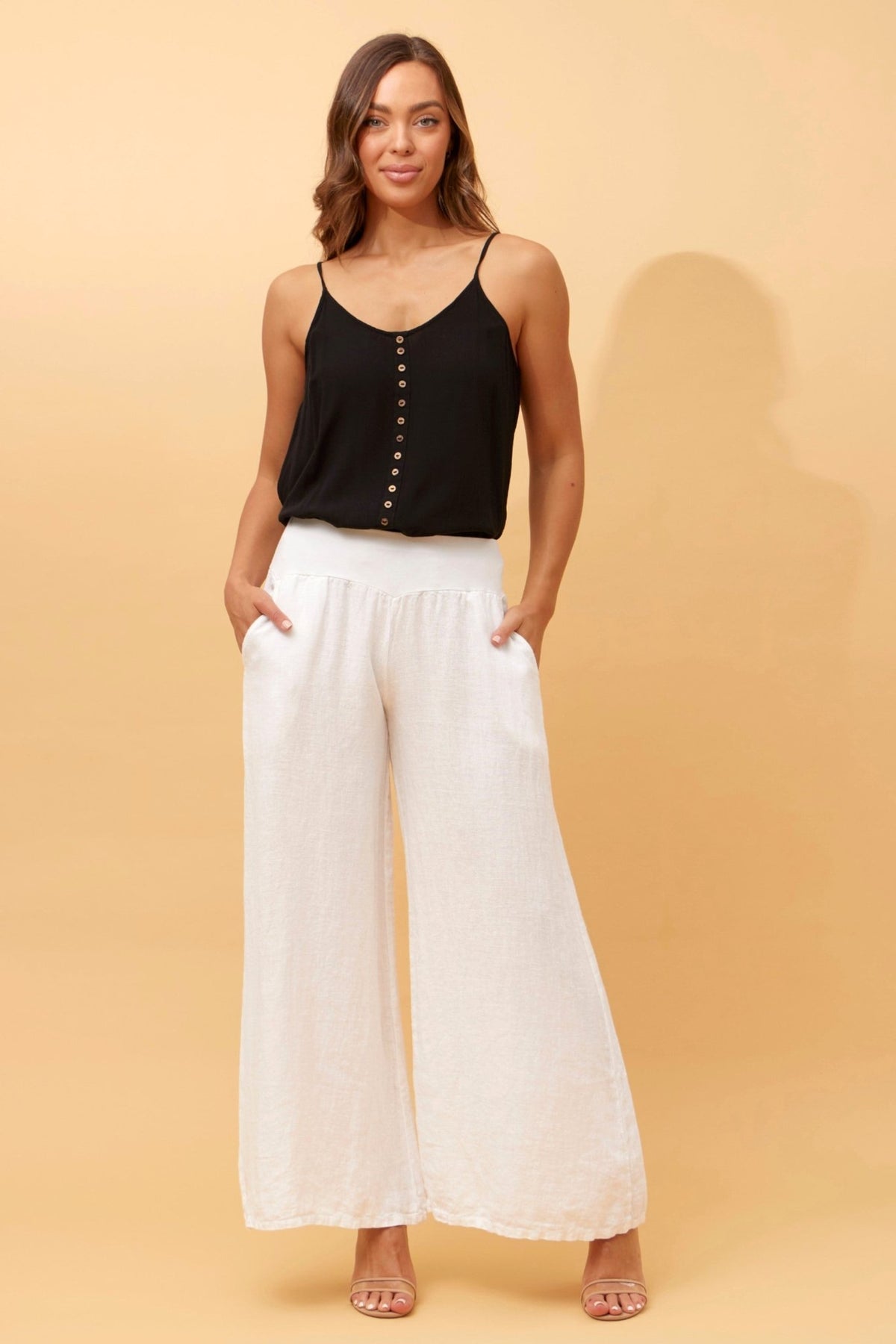 BOTTEGA MODA_LINEN PANT WIDE LEG _ LINEN PANT WIDE LEG _ Ebony Boutique NZ