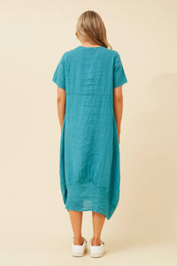 BOTTEGA MODA_MID SLEEVE MAXI DRESS TEAL _ MID SLEEVE MAXI DRESS TEAL _ Ebony Boutique NZ