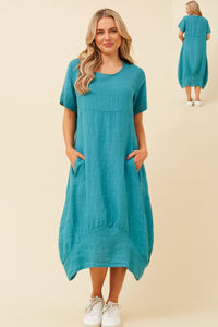 BOTTEGA MODA_MID SLEEVE MAXI DRESS TEAL _ MID SLEEVE MAXI DRESS TEAL _ Ebony Boutique NZ