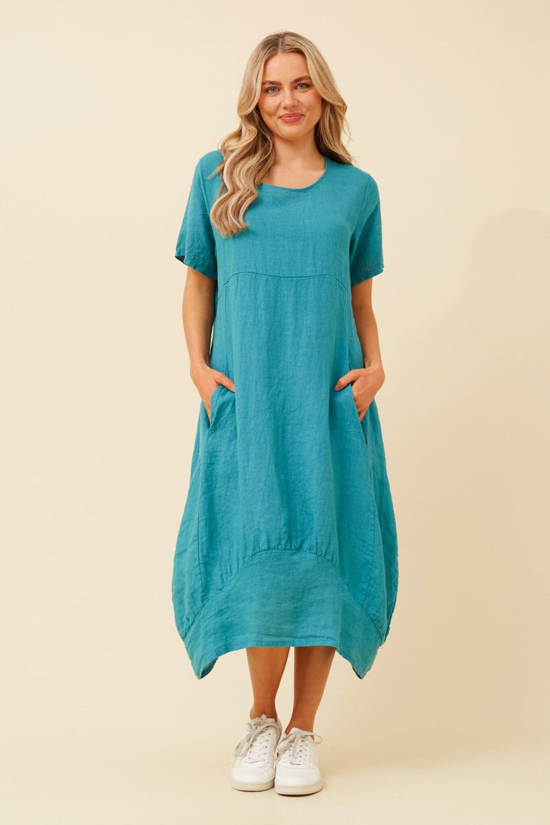 BOTTEGA MODA_MID SLEEVE MAXI DRESS TEAL _ MID SLEEVE MAXI DRESS TEAL _ Ebony Boutique NZ