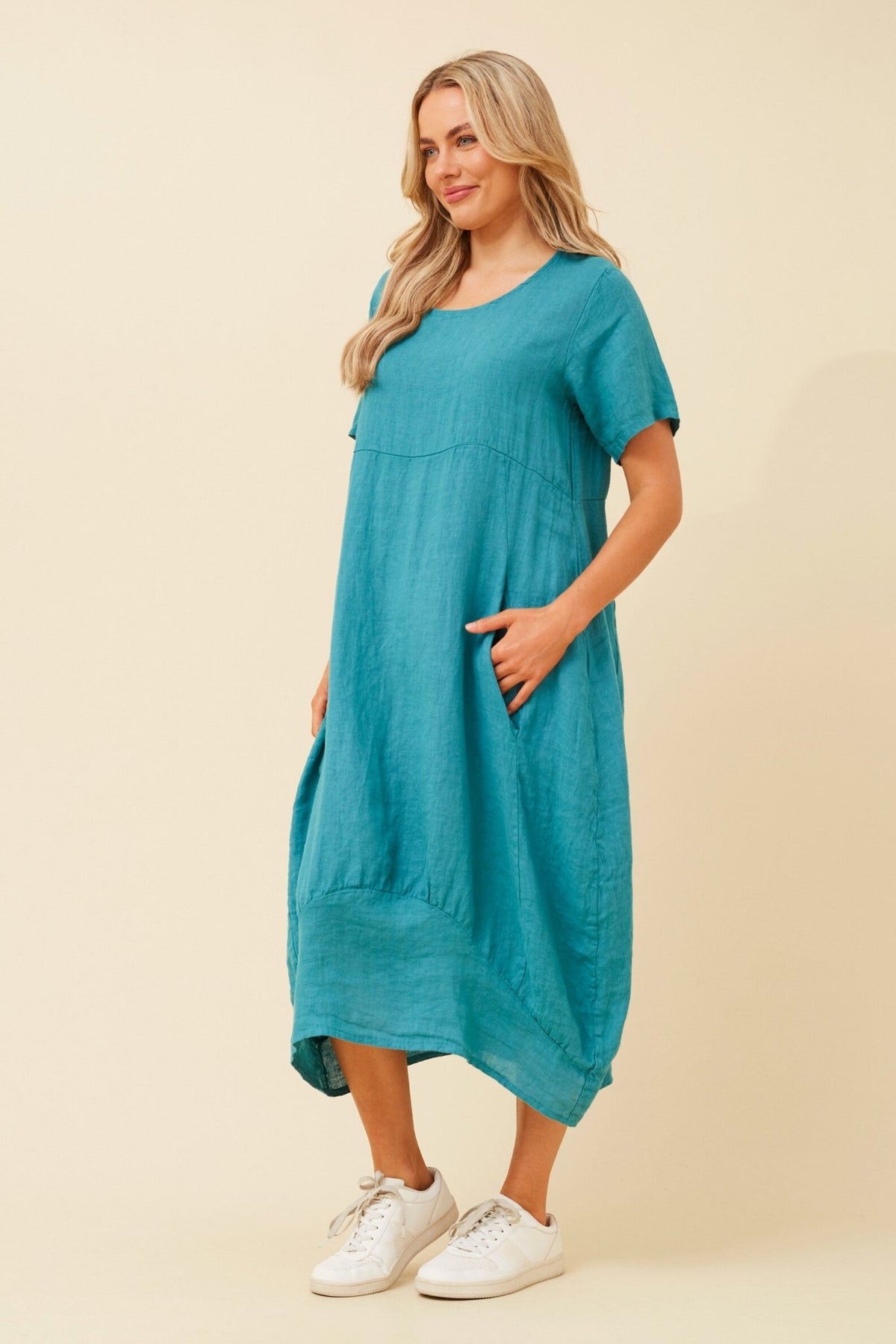 BOTTEGA MODA_MID SLEEVE MAXI DRESS TEAL _ MID SLEEVE MAXI DRESS TEAL _ Ebony Boutique NZ