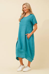 BOTTEGA MODA_MID SLEEVE MAXI DRESS TEAL _ MID SLEEVE MAXI DRESS TEAL _ Ebony Boutique NZ